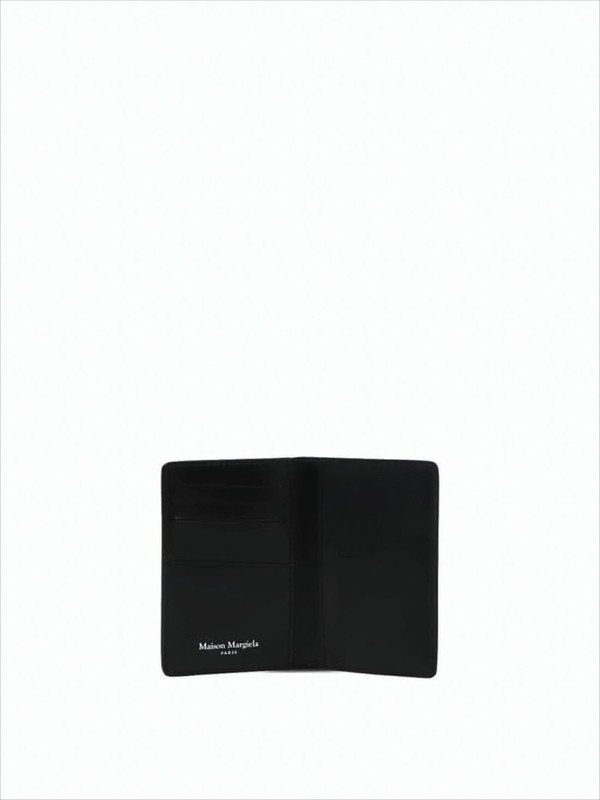 Maison Margiela Textured Calf Leather Bifold Card Wallet - Black