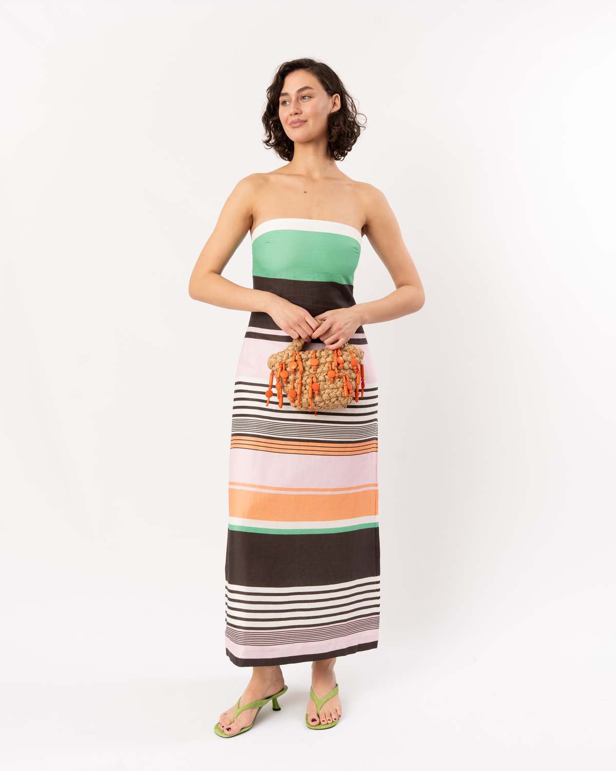 ROAME Frieda Strapless Midi Dress - Tango Stripe - Image 2 of 7