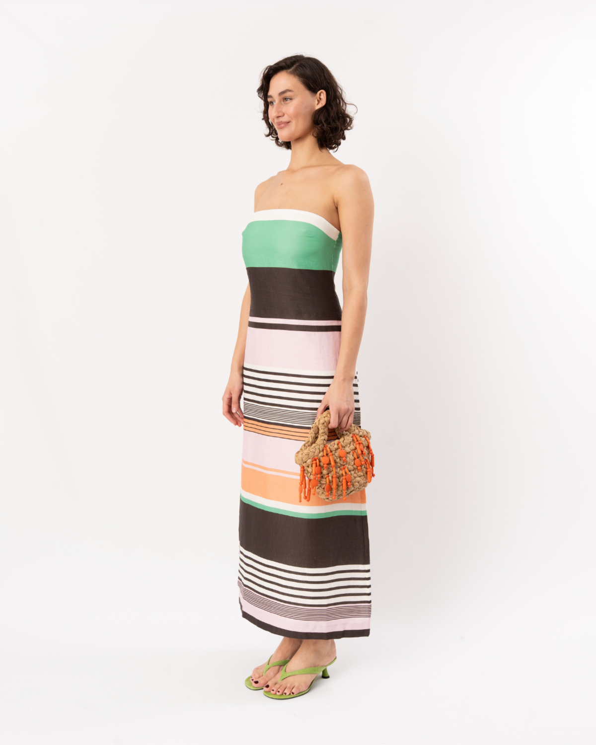 ROAME Frieda Strapless Midi Dress - Tango Stripe - Image 4 of 7