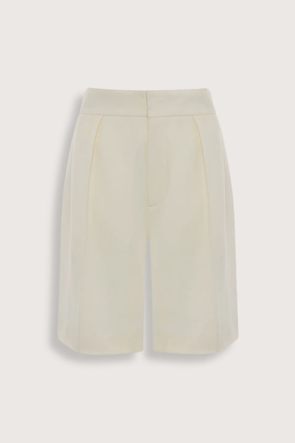 Victoria Beckham Tailored Fluid Twill Short - Ivory