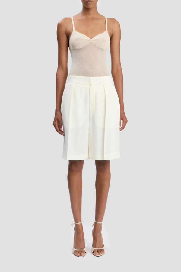 Victoria Beckham Tailored Fluid Twill Short - Ivory