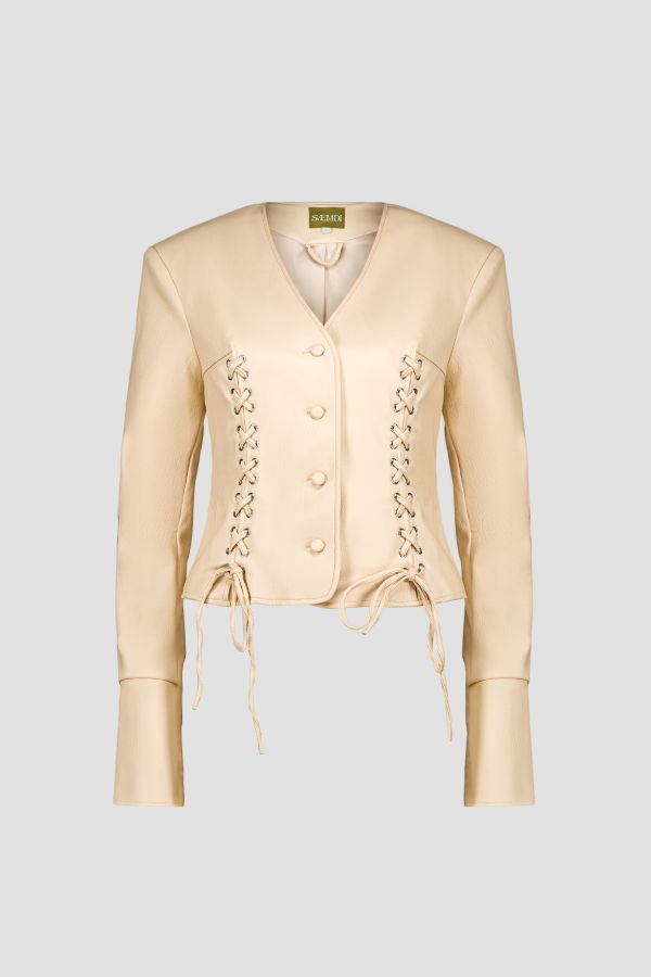 SAEMDI Cross-Cord PU Jacket