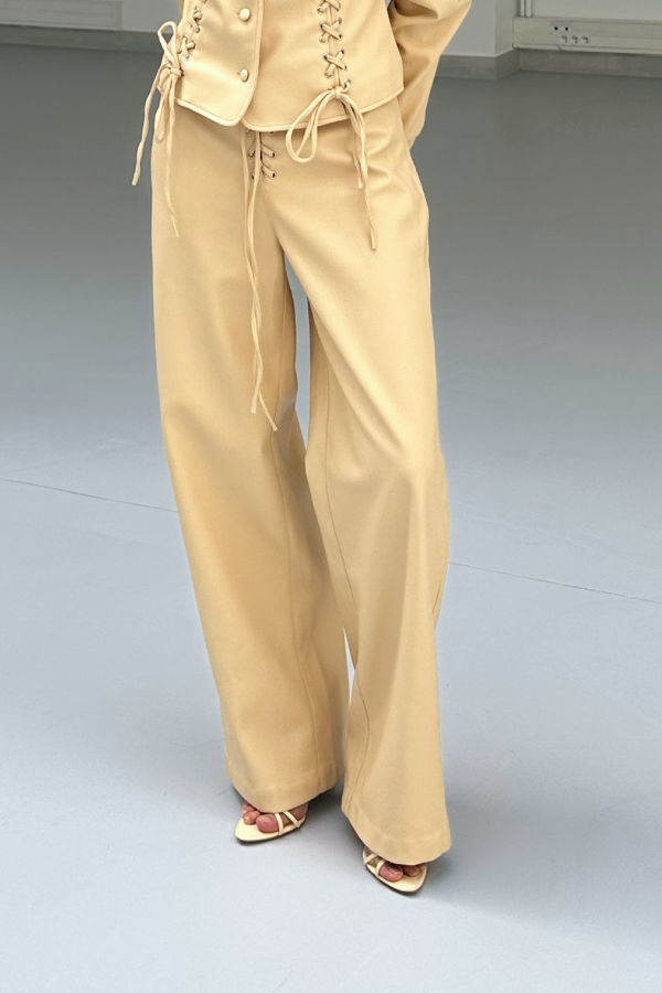 SAEMDI Cross-Cord PU Trousers
