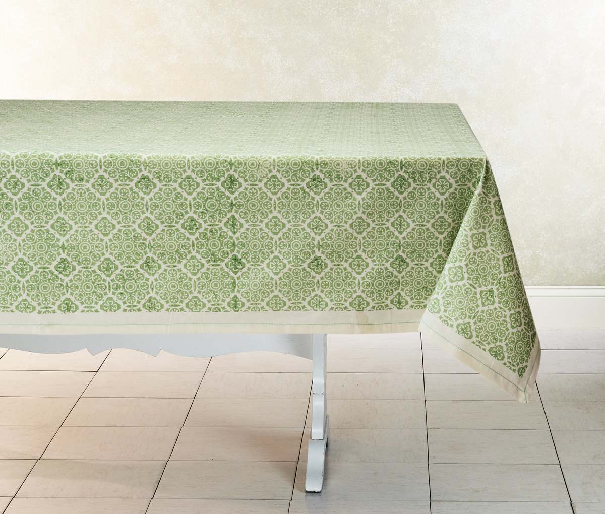 Sustainable Threads Hand Block Printed Tablecloth - Image 1 of 15
