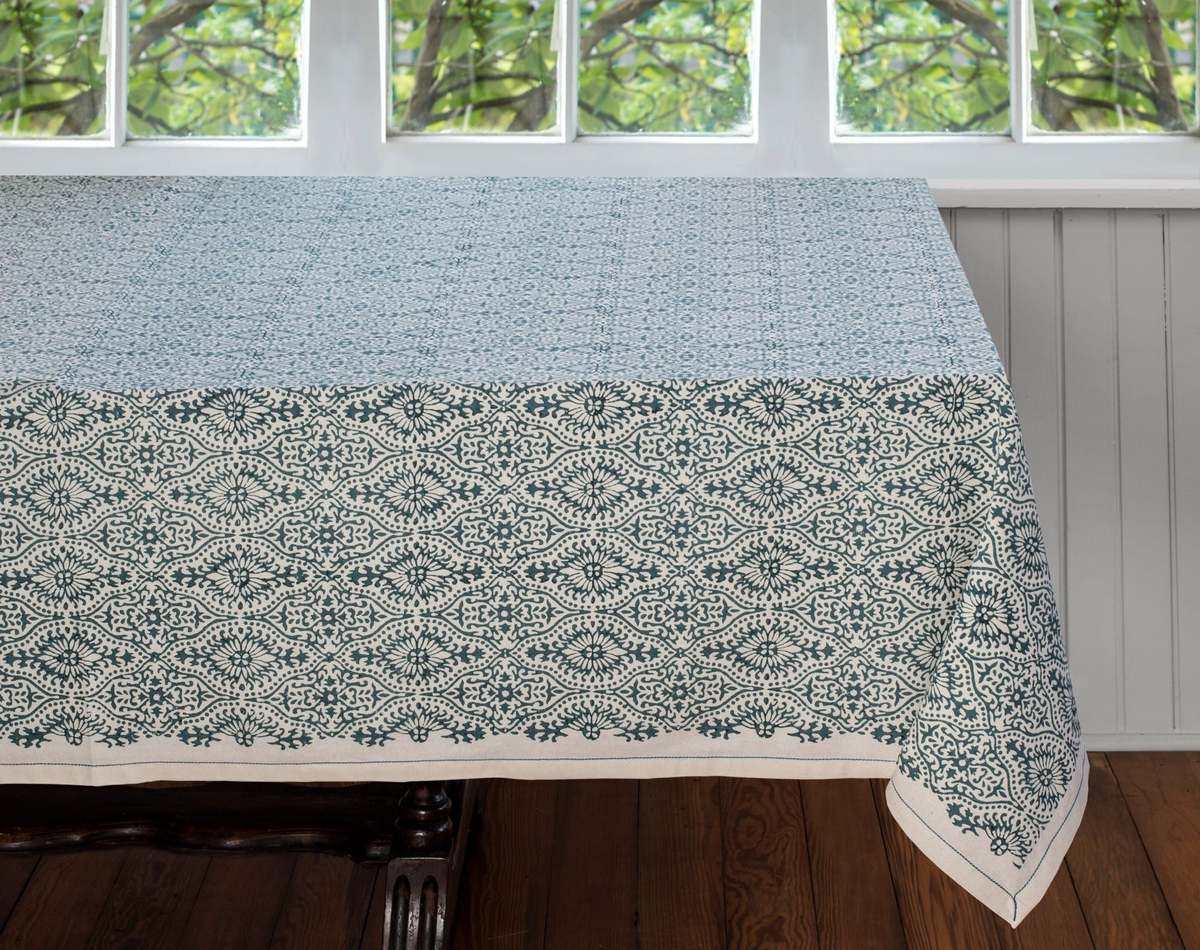 Sustainable Threads Hand Block Printed Tablecloth - Image 6 of 15