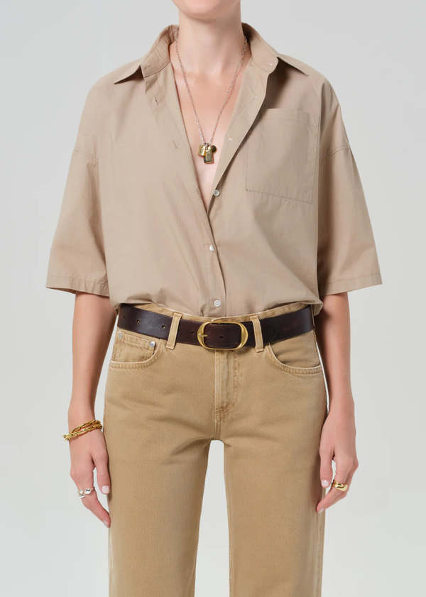 Citizens of Humanity Frances Cropped Cape Button-Up Shirt