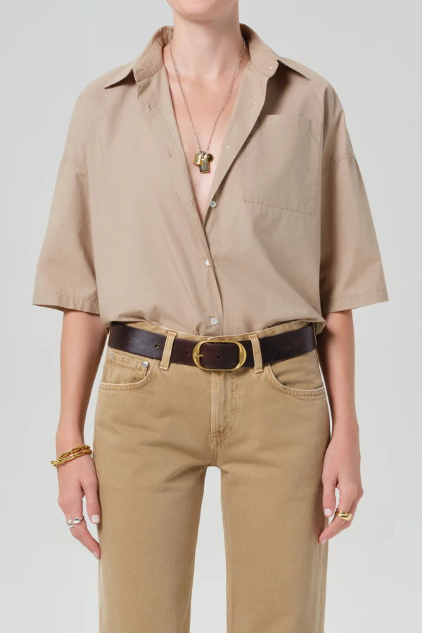 Citizens of Humanity Frances Cropped Cape Button-Up Shirt