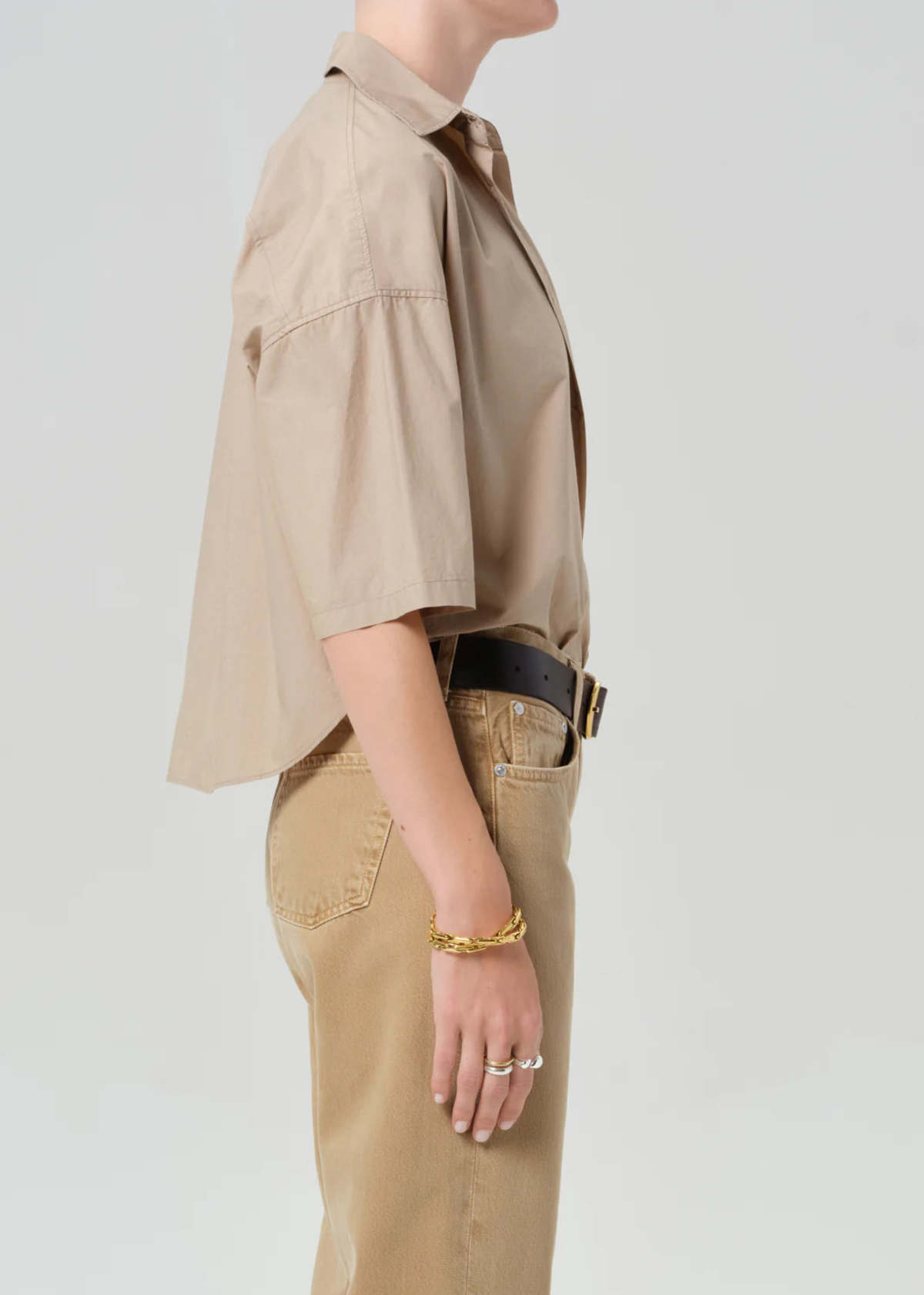 Citizens of Humanity Frances Cropped Cape Button-Up Shirt - Image 3 of 6