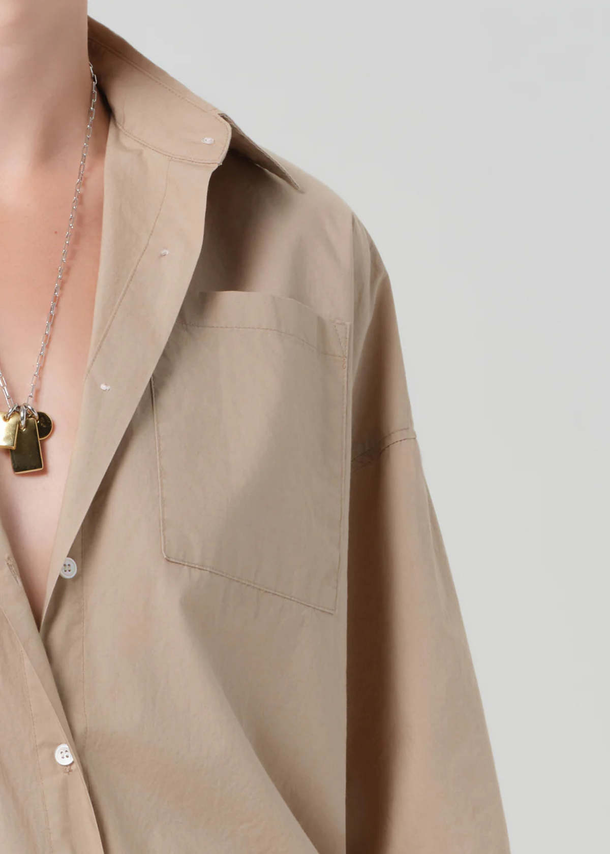 Citizens of Humanity Frances Cropped Cape Button-Up Shirt - Image 4 of 6