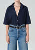 Citizens of Humanity Frances Cropped Cape Button Up Shirt - Navy - Thumbnail 1