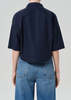 Citizens of Humanity Frances Cropped Cape Button Up Shirt - Navy - Thumbnail 2