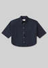 Citizens of Humanity Frances Cropped Cape Button Up Shirt - Navy - Thumbnail 6