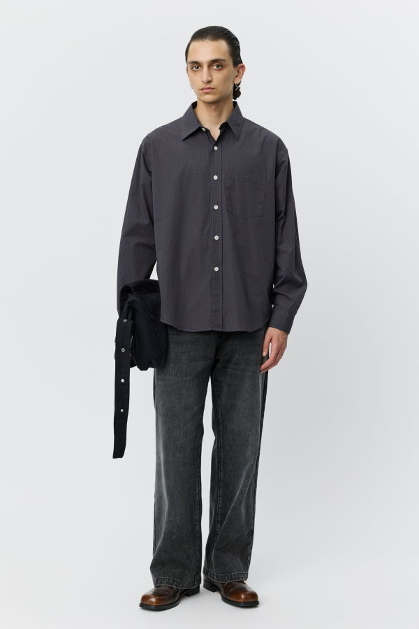 mfpen Executive Shirt Mushroom Micro Check Poplin Shirt