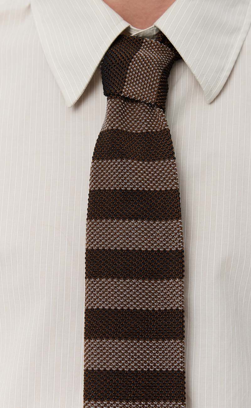 mfpen Formal Tie - Brown Candy Stripe