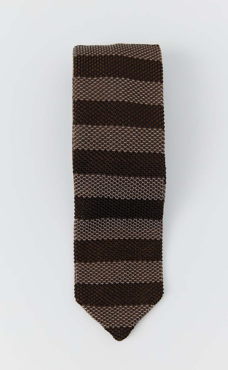 mfpen Formal Tie - Brown Candy Stripe