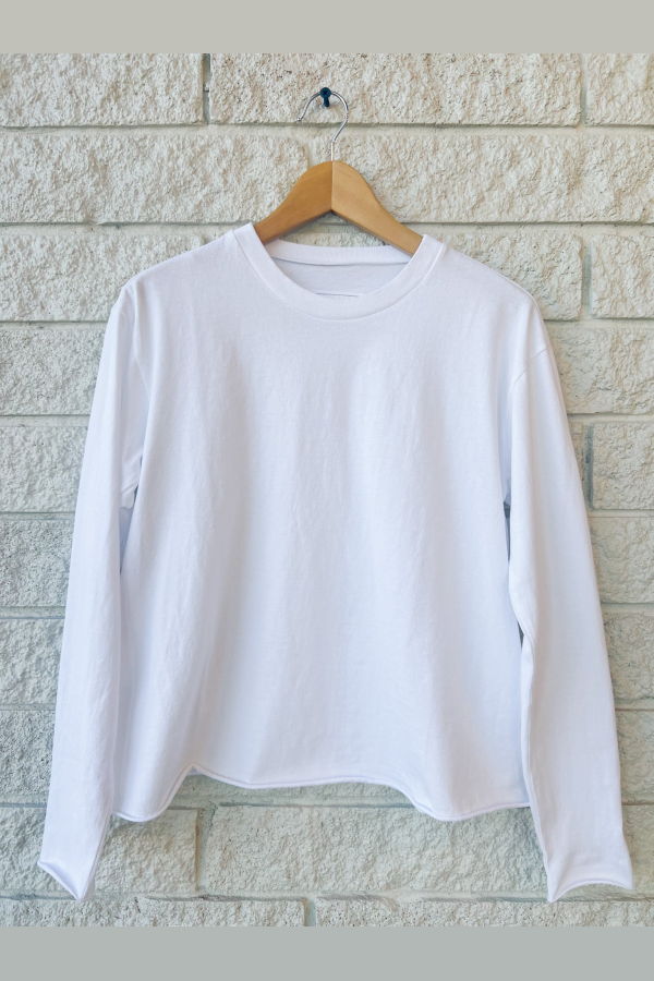 Frank & Eileen Peyton Crew Long Sleeve Tee - White