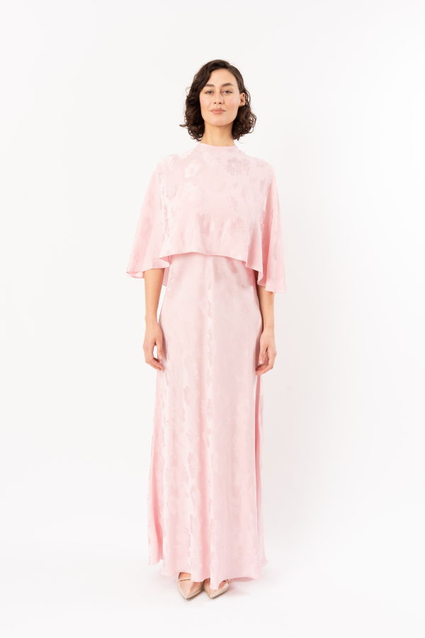 Forte Forte Bouquet Jacquard Bias Dress With Cape - Peonia