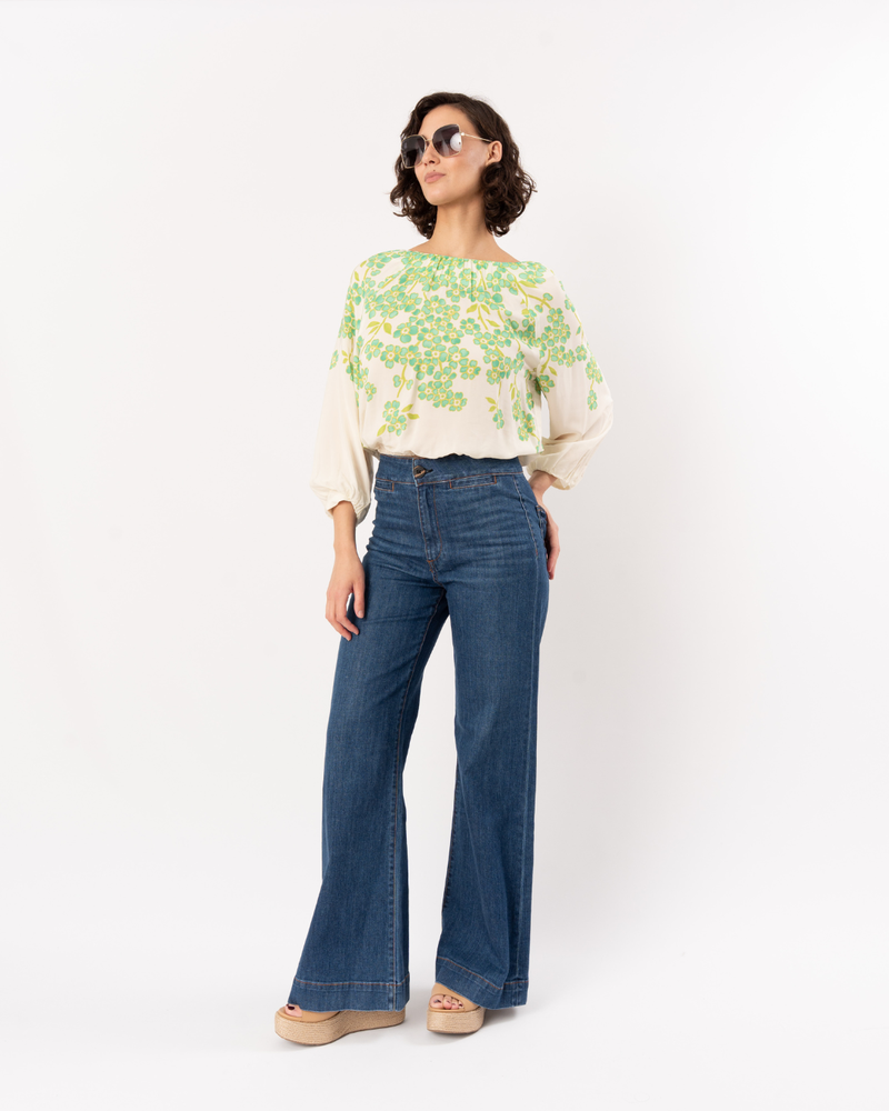 FINLEY Cameron Blouse - Natural/Lime Green