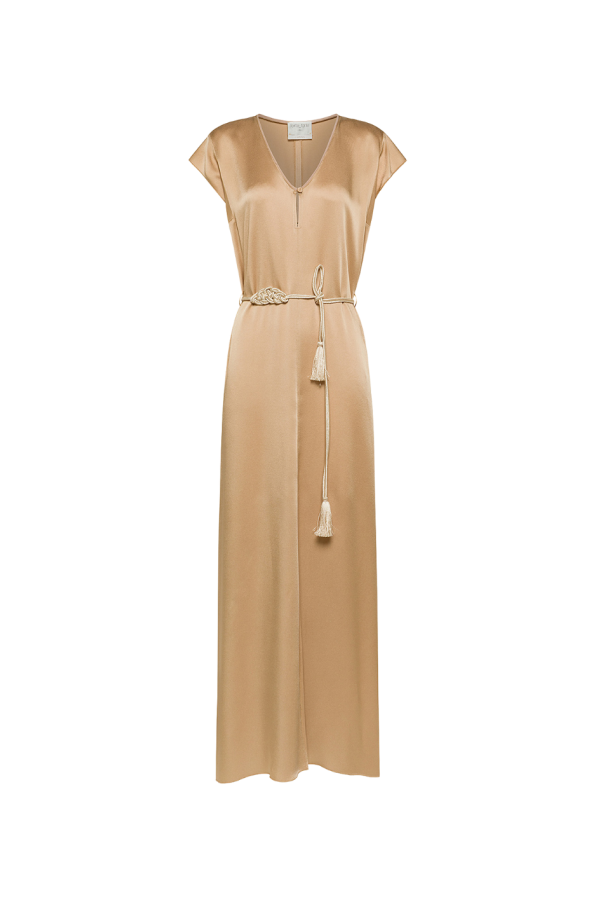 Forte Forte Envers Satin Shiny Kaftan Dress - Paglierino