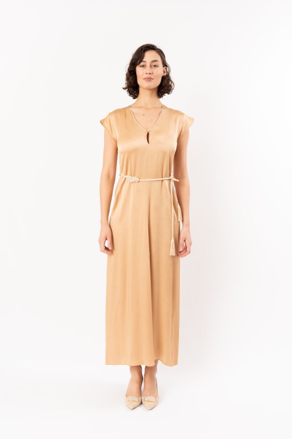 Forte Forte Envers Satin Shiny Kaftan Dress - Paglierino