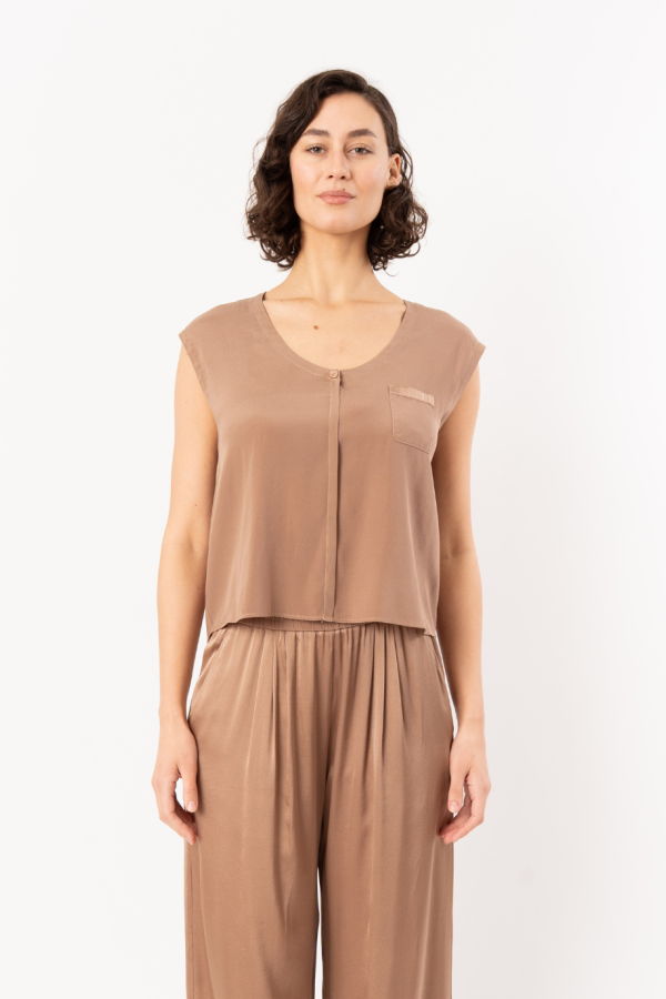 Forte Forte Matte Stretch Silk Satin Tank Top - Noce