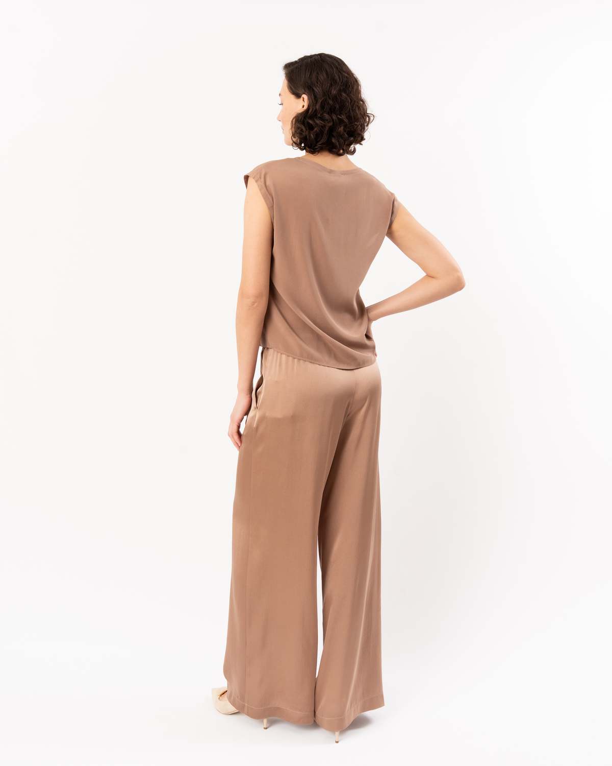 Forte Forte Matte Stretch Silk Satin Tank Top - Noce - Image 6 of 7