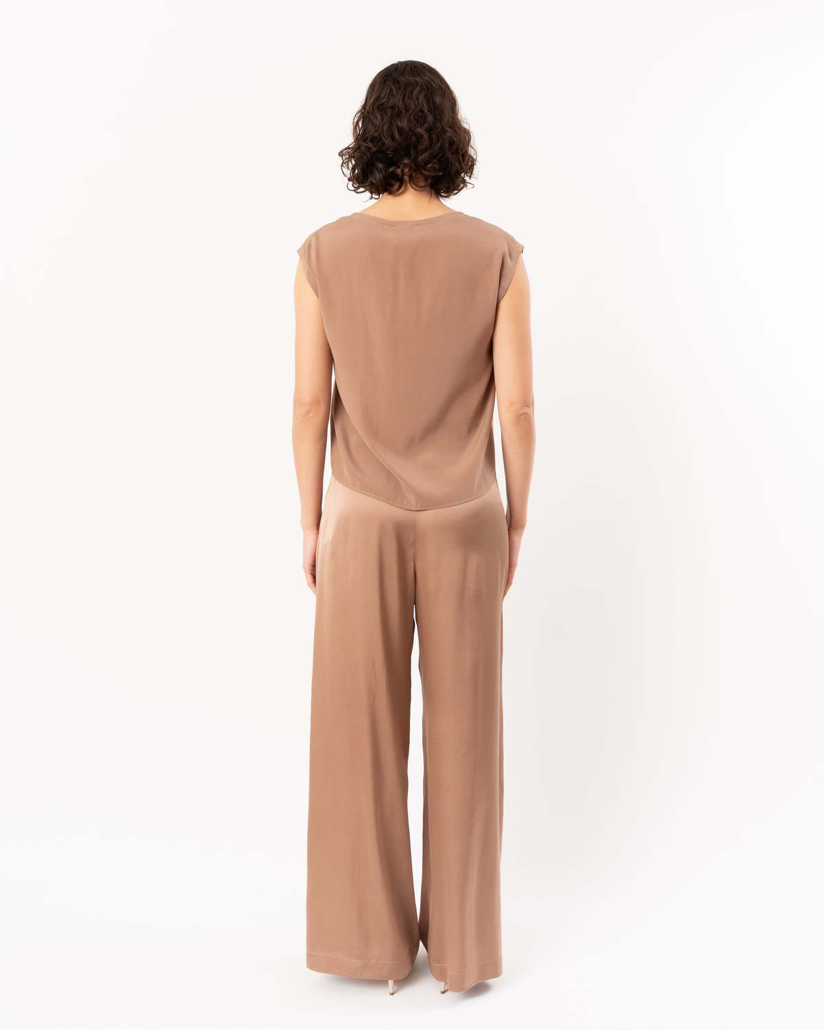 Forte Forte Matte Stretch Silk Satin Tank Top - Noce - Image 7 of 7