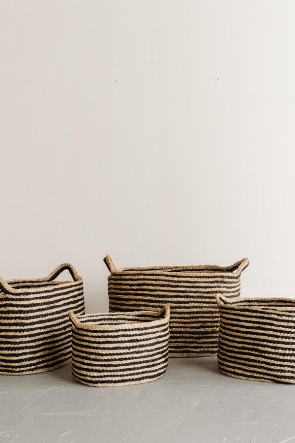Will & Atlas  Oval Jute Baskets - Stripes