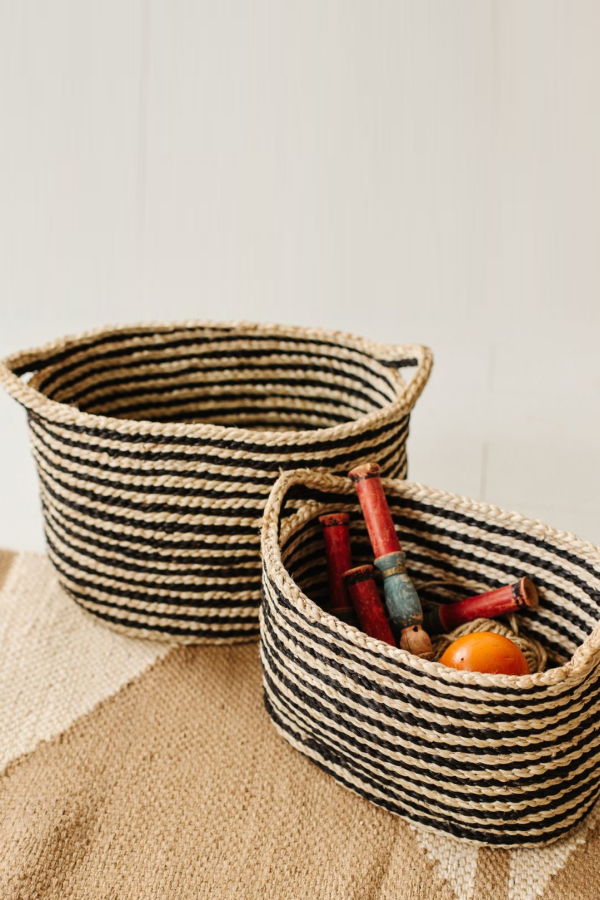 Will & Atlas  Oval Jute Baskets - Stripes