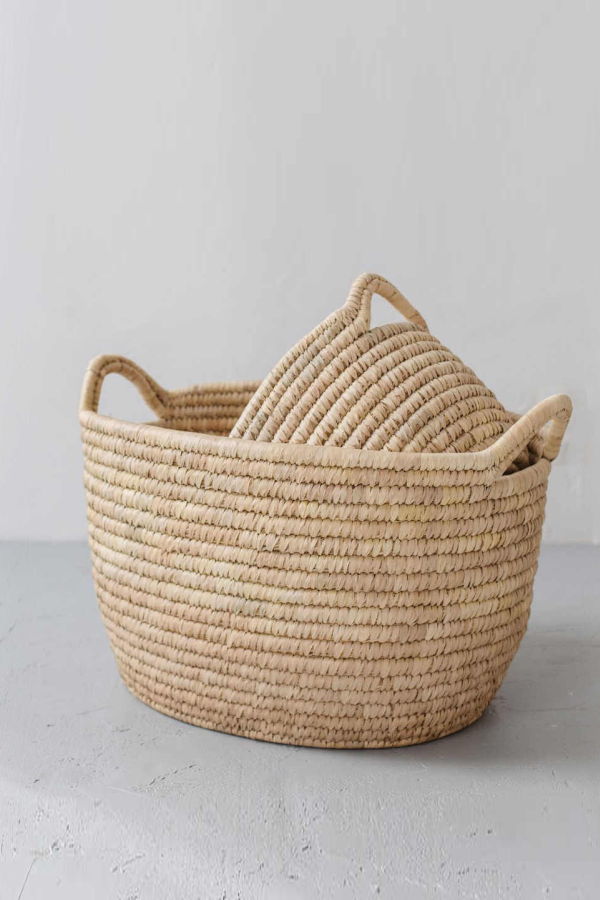 Will & Atlas Palm Leaf Low Oval Laundry Basket