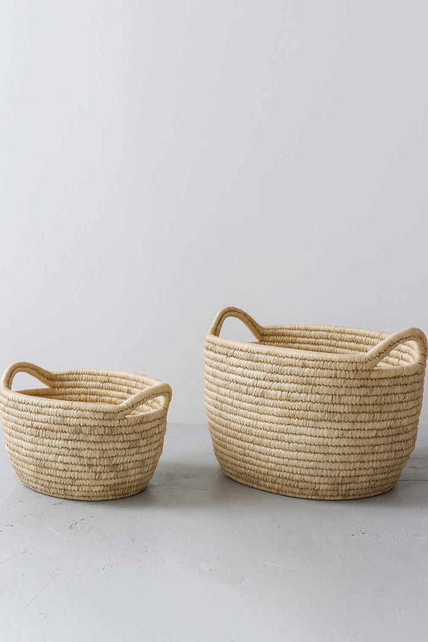Will & Atlas Palm Leaf Low Oval Laundry Basket