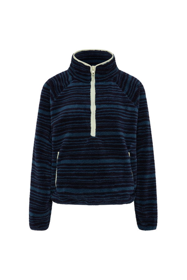 The Upside Harlow Fleece Pullover - Navy Stripe