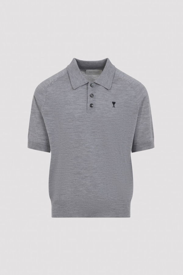 Ami Alexandre Mattiussi Contrasted ADC Polo Shirt - Gris Chine Noir