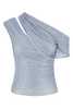 Self-Portrait Embellished Stretch Mesh Top - Blue - Thumbnail 1