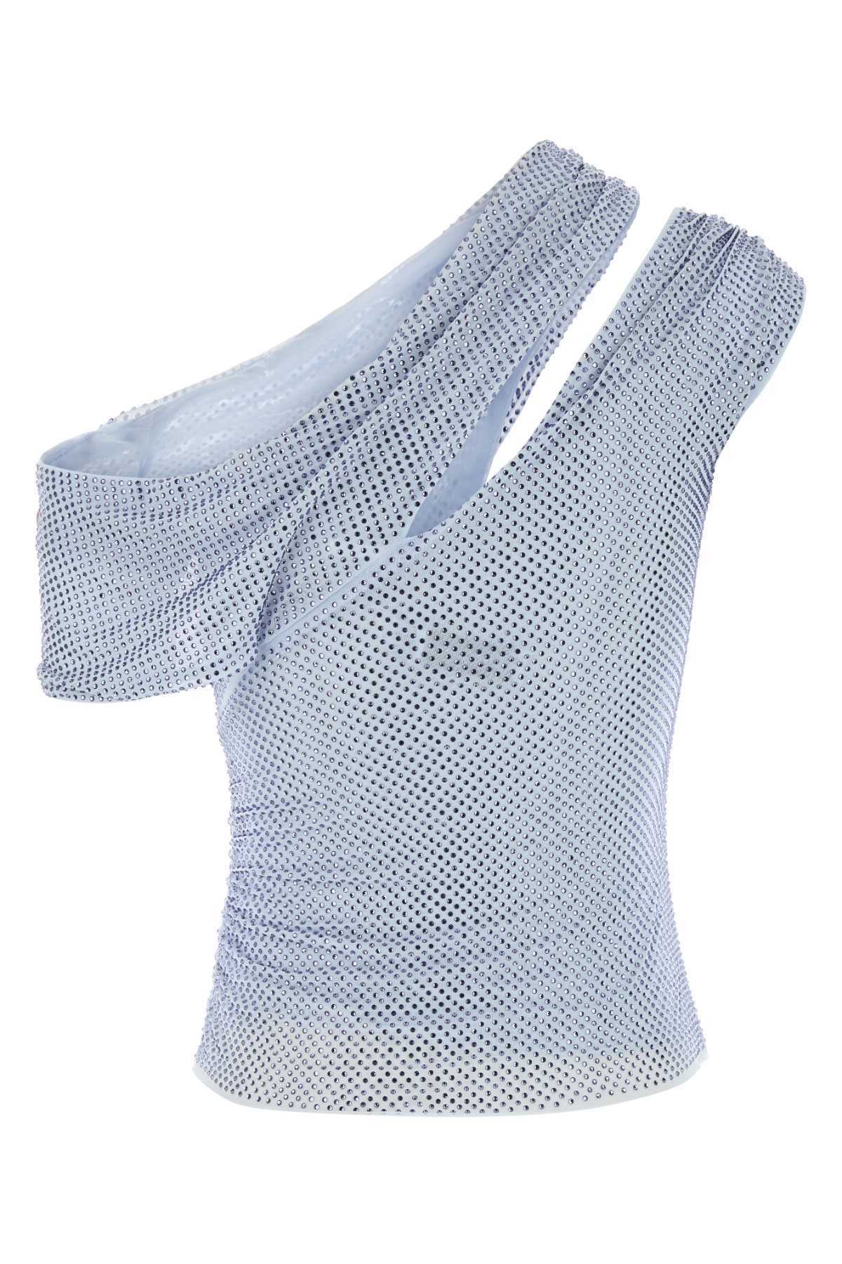 Self-Portrait Embellished Stretch Mesh Top - Blue - Image 2 of 2