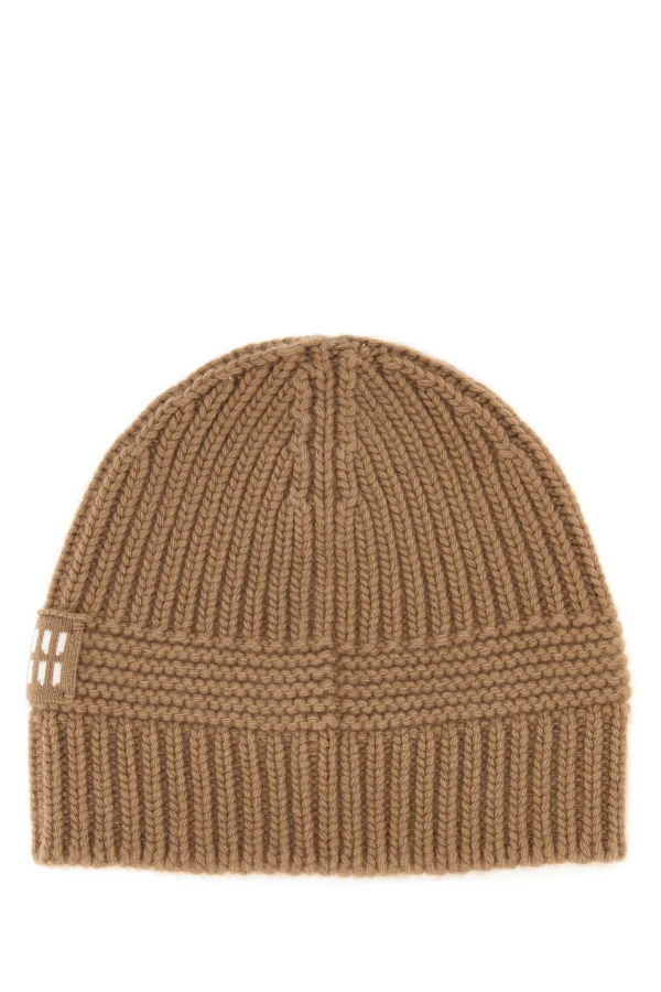 MIU MIU Biscuit Stretch Wool Beanie Hat - Cammello