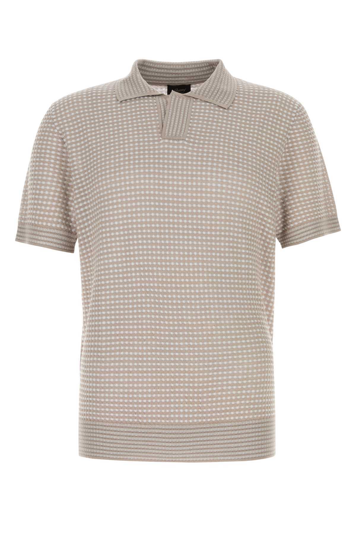 Brioni Embroidered Silk Blend Polo Shirt - Beige - Image 1 of 2