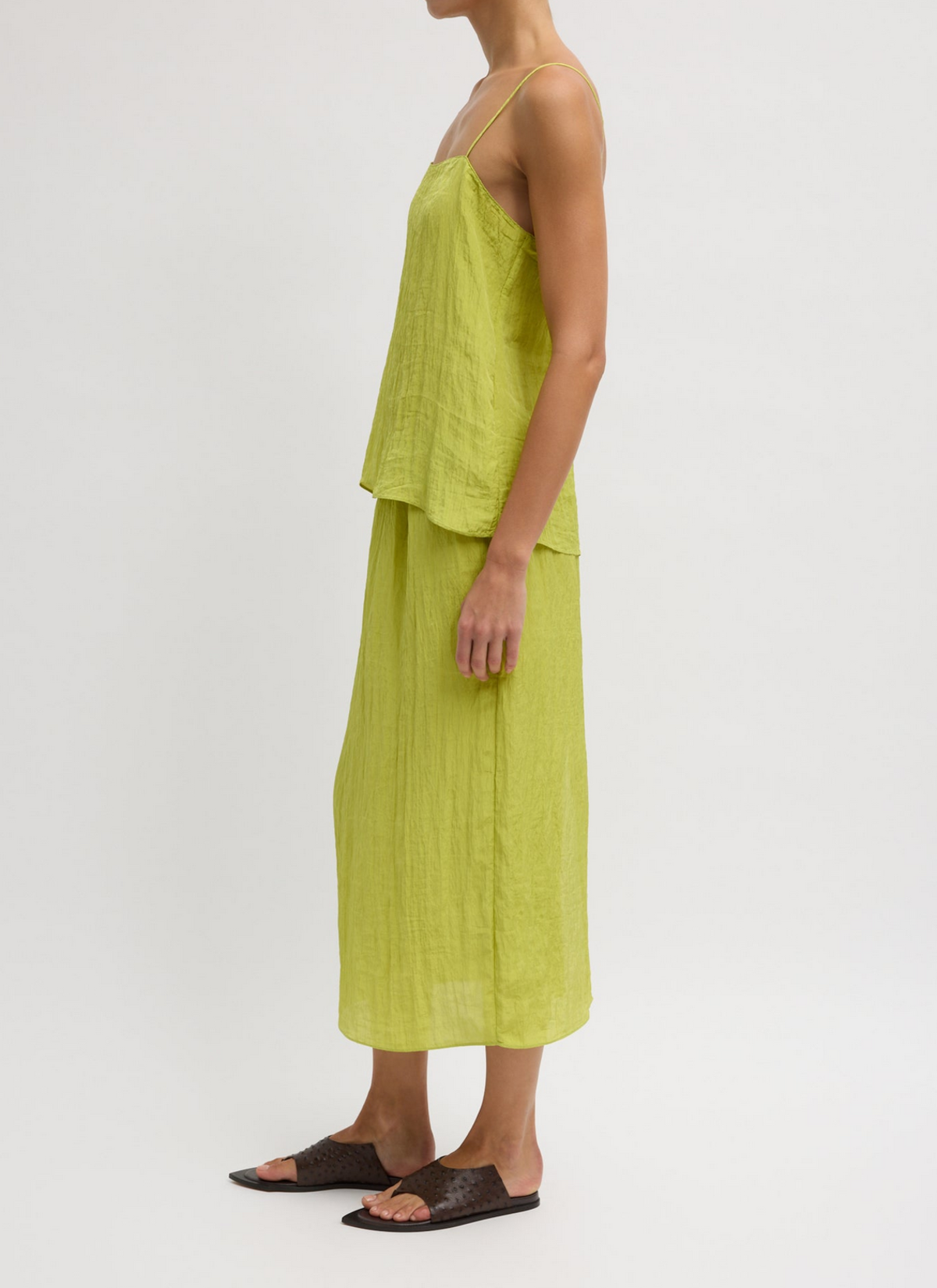 Tibi The Crinkle Slip Skirt - Peapod - Image 2 of 4