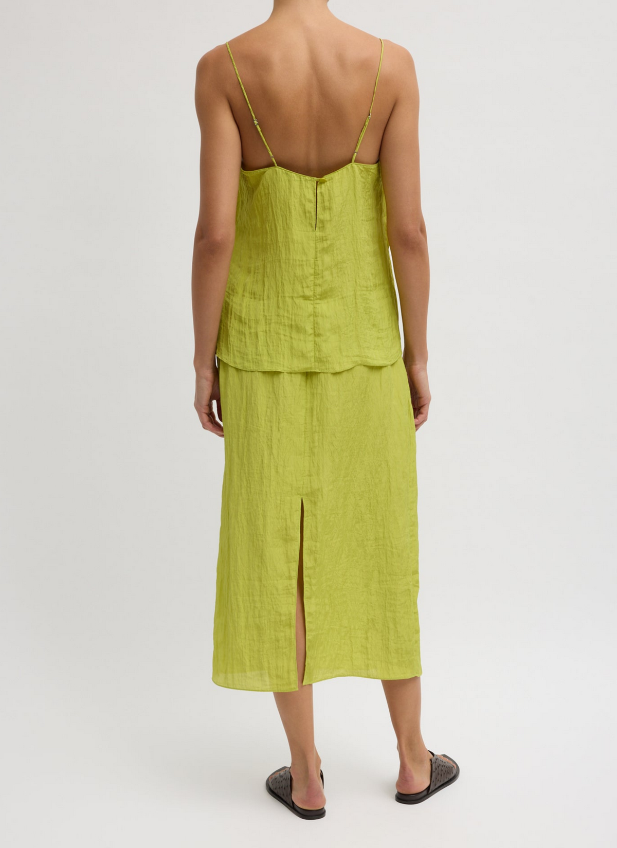 Tibi The Crinkle Slip Skirt - Peapod - Image 3 of 4