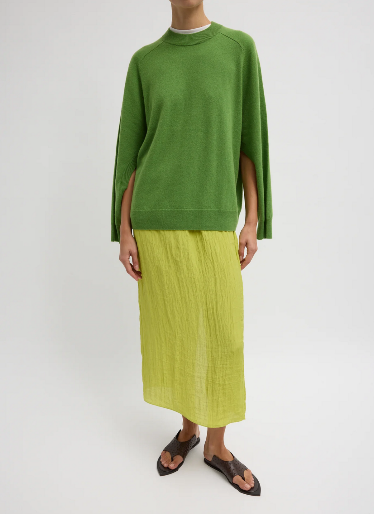 Tibi The Crinkle Slip Skirt - Peapod - Image 4 of 4