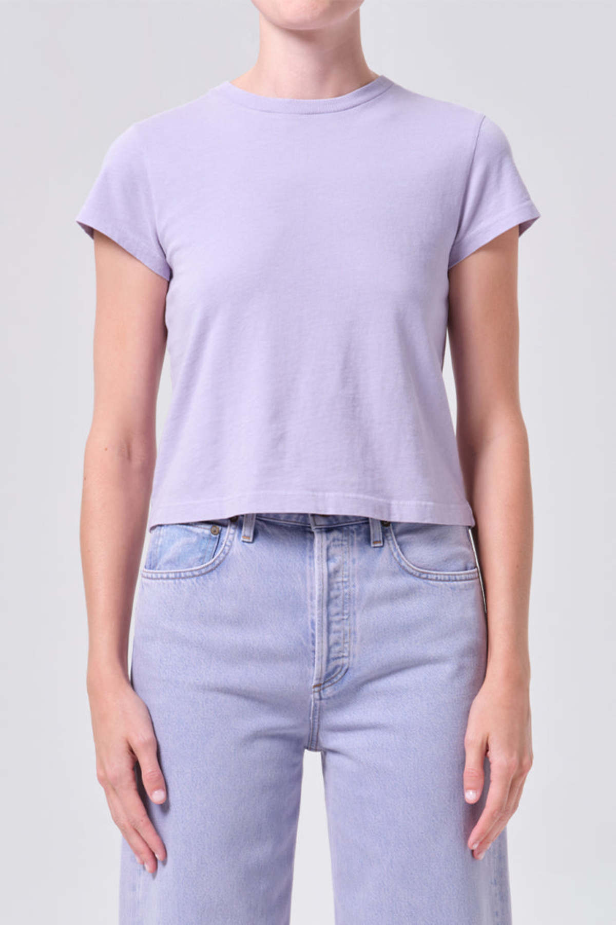 AGOLDE Adine Shrunken Tee - Lilac - Image 1 of 6