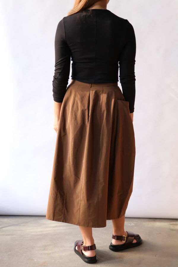 Tibi Nylon Lantern Skirt - Caramel Latte
