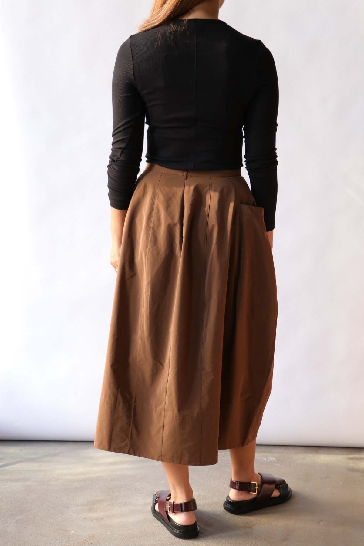 Tibi Nylon Lantern Skirt - Caramel Latte - Image 2 of 4