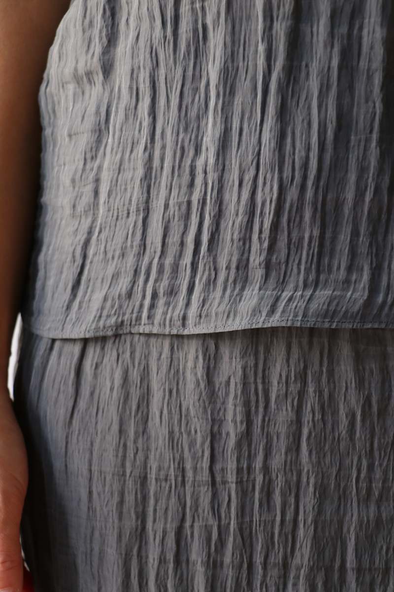 Tibi The Crinkle Slip Cami Top - Dark Grey