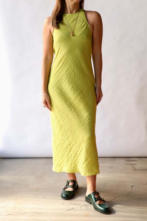Tibi The Crinkle Slip Midi Bias Dress - Pea Pod