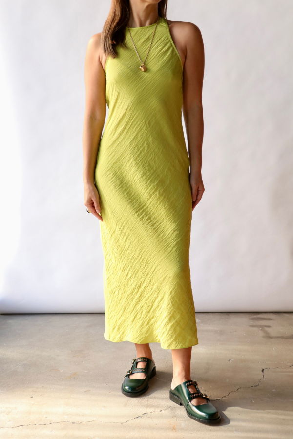 Tibi The Crinkle Slip Midi Bias Dress - Pea Pod