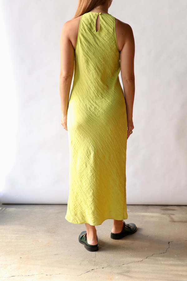 Tibi The Crinkle Slip Midi Bias Dress - Pea Pod
