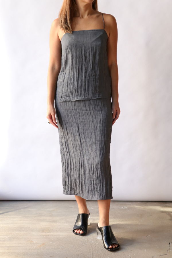 Tibi The Crinkle Slip Skirt - Dark Grey