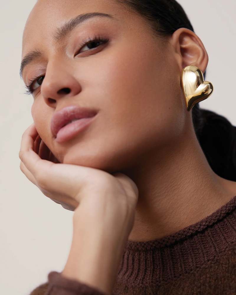Jenny Bird Mega Art Heart Earrings - Gold