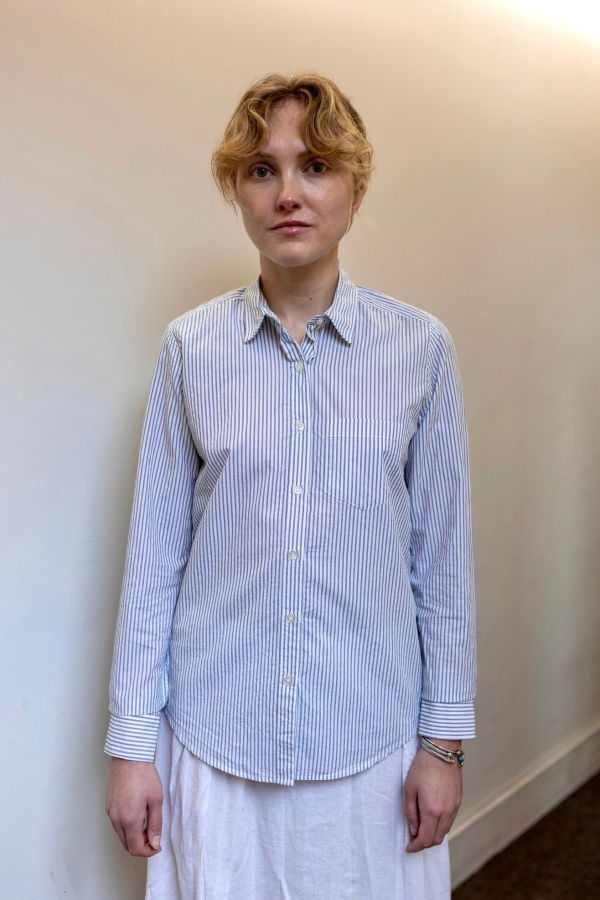 Steven Alan Reverse Seam Double Blue Stripe Shirt